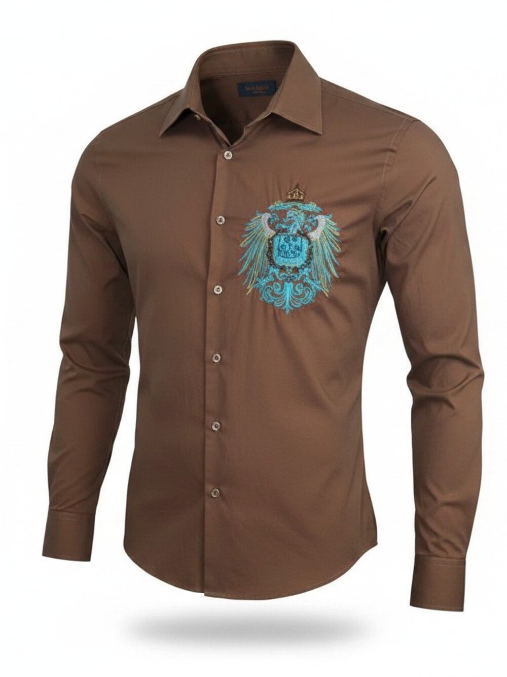 Apricotree Mens Brown Emboided Shirt Size: 3XL